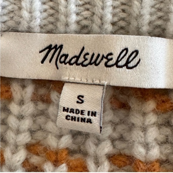 Madewell Striped Metallic Barfield Wool Blend Sweater Sz Small Heather B… - Picture 5 of 8